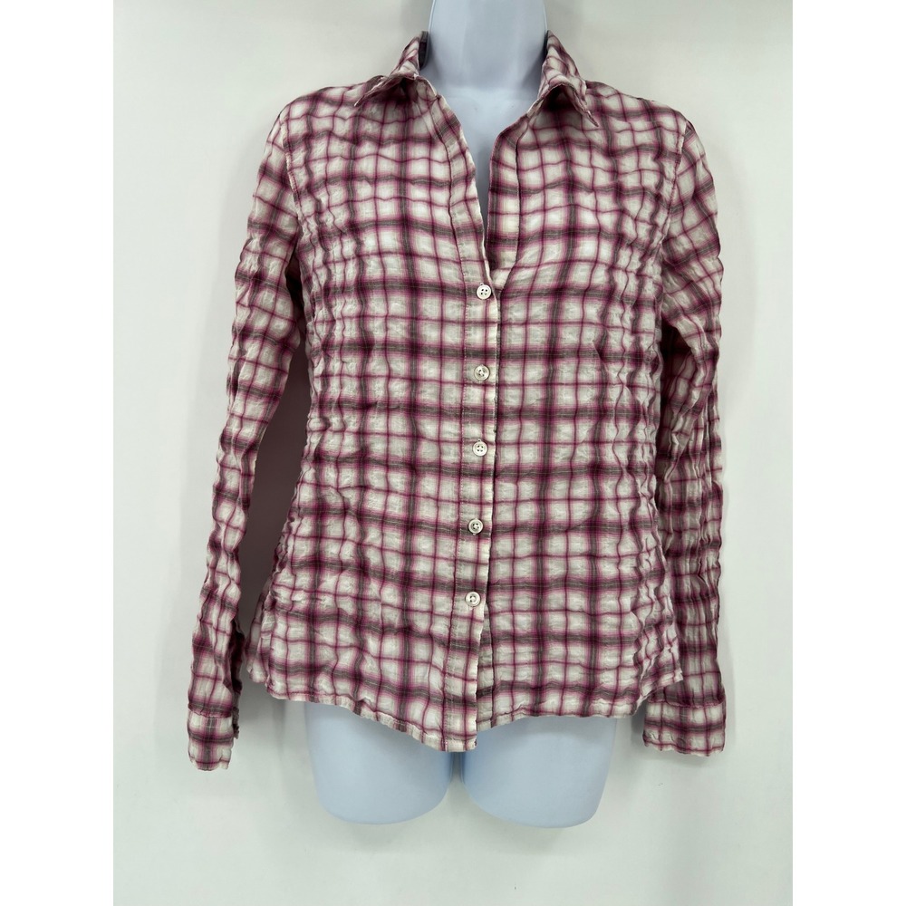 Standard James Perse Size 2 US M Pink Plaid Button Front Shirt